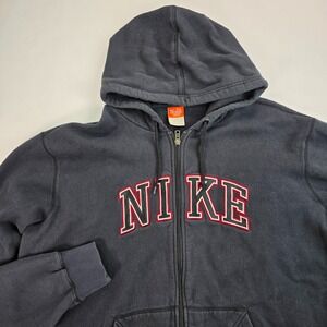 Nike Hoodie Athletic Dept Full Zip Y2K Varsity Sweatshirt Black Men's XXL 2XL